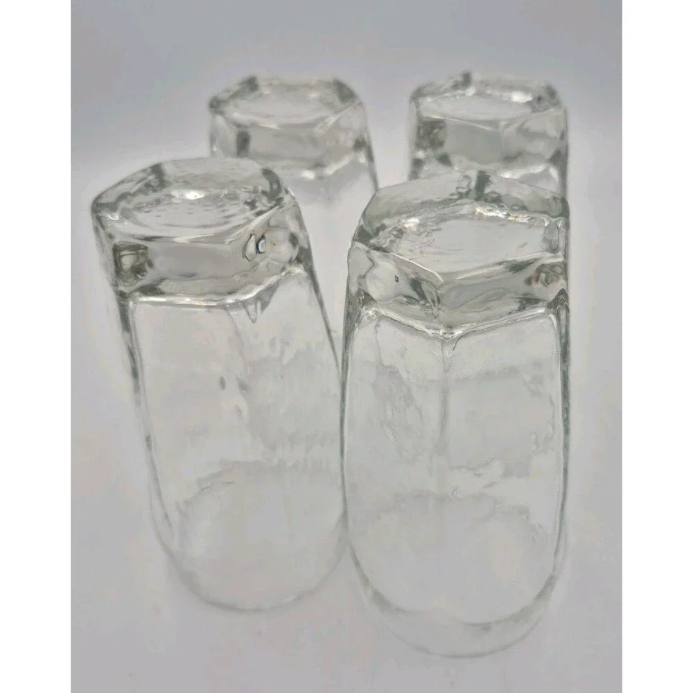Vintage Libbey Chivalry Clear Textured 16 Oz  Glasses Tumblers Highball 6.125